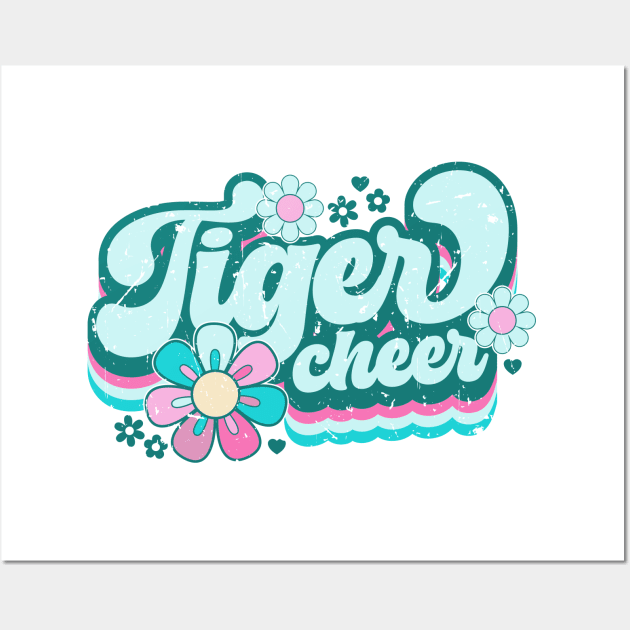 Tiger cheer - retro tiger cheer - floral tiger cheer Wall Art by Zedeldesign